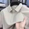 Polo de Seda Hielo de Manga Corta para Hombre Estilo Nuevo Camiseta Casual de Negocios para Hombre con Cuello y Polo Transpirable de Nailon