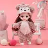 Caixa de presente com traje de princesa para boneca de 17cm, roupas para instituições de treinamento de crianças e meninas, podem ser trocadas, atacado