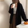 Chaqueta Suéter Grueso de Punto Larga y Rizada Estilo Coreano Holgada de Longitud Media para Mujer Moda Nicho