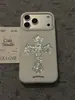 Papel de Aluminio de Alta Gama con Diseño de Cruz Hueca Adecuado para Funda de Teléfono Apple 17 Pro Max iPhone 16P Estilo Coreano 15 Pro