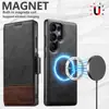 Funda de Teléfono tipo Cartera con Tapa abatible para Samsung S26Ultra con Ranura para Tarjetas y Soporte de Carga Inalámbrica Magnético Dos en Uno, Funda de Cuero