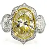 Anillo nuevo grande en forma de huevo color dorado con diamantes, anillo de dos tonos chapado en oro de 18k de lujo europeo y americano para mujer r5029