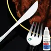 Acero Inoxidable 304 Cuchara Tenedor Cuchillo para Steak Cuchara Redonda Cuchara de Postre Hotel Vajilla Occidental Venta al por Mayor Estilo Chino