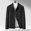 Jaqueta masculina de lã feita à mão 2026 outono e inverno moderna lapela estilo workwear jovem casual quente casaco de lã dupla face