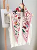 Bufanda Pequeña de Seda con Patrón de Rombos de Alta Gama Estilo Coreano Bufanda Fina de Sarga de Seda Artificial Bufanda de Cuello Estampada de Moda para Primavera y Otoño Transfronteriza