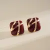 Brincos Quadrados Europeus e Americanos com Gotejamento de Óleo Transfronteiriços, Brincos Retrô Personalizados e Exquisitos, Brincos de Moda de Nicho de Alta Qualidade para Mulheres