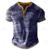 Camiseta Polo Masculina Minimalista 3D de Verão, Top com Estampa Texturizada 3D e Gola V de Manga Curta, Caimento Casual, Respirável