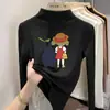 Blusa de manga comprida De Rong para meninas, outono e inverno, top interno infantil quentinho de gola alta