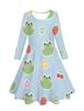 Vestido de Manga Larga para Niñas con Estampado Digital 3D de Rana Pequeña Linda y Alegre de Otoño, Transfronterizo Europeo y Americano, Dibujos Animados, Lindo, para Aliexpress