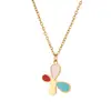 Tohm Moda Transfronteriza Fresca Multicolores Flor que Gotea Aceite Accesorios de Collar para Mujer Colgante de Trébol de Gama Alta que No se Desvanece