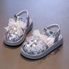 Sandálias Infantis Novas de Verão 2025 Sapatos de Praia para Meninas com Solado Macio Sapatos Romanos com Laço Princesa