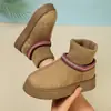 Zapatos de algodón de suela gruesa y forro de felpa, sin forro de algodón, nuevos estilos de invierno para ventas transfronterizas, botas de nieve tejidas de estilo étnico, estilo europeo y americano, para mujer, 2026
