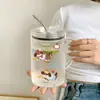 Vaso de vidrio de gran capacidad ml para uso doméstico, vaso para jugo y bebidas, nuevo vaso con popote de alta apariencia para mujer, adecuado para preparar té