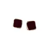 Pendientes Retro de Terciopelo Cuadrados con Aguja de Plata Nuevos para Otoño e Invierno para Mujer, Lujo Accesible, Gama Alta, Modernos, Pendientes Sencillos y Versátiles