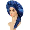 Amazon Venta al por mayor Transfronteriza Gorro de Noche de Satén Pañuelo para la Cabeza Lazo Cinta de Alta Elasticidad Sombrero para Mujer Imitación de Seda Gorro para el Cuidado del Cabello