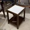 Mesa de Café Mahjong de Gama Alta con Forma de Abanico para Hotel Madera Maciza Placa de Roca Pequeño Estante de Almacenamiento Sala de Ajedrez y Cartas Estante para Agua de Té Especial para Casa de Té Antiescaldado