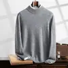 Camisa de cachemira para hombre, cuello redondo, siete agujas, gruesa, cálida, talla grande, interior, color liso, moderna