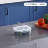 Lonchera rectangular de plástico de grado alimenticio, apta para microondas, portátil, adecuada para llevar snacks y frutas sobre la marcha