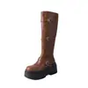 Botas de Caballero Nuevas de Suela Gruesa para Otoño e Invierno para Mujer, Elásticas, Adelgazantes, de Caña Alta, para Piernas Gruesas, Botas Largas, de Pantorrilla Ancha, para Personas Bajas
