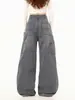 Pantalones Cargo Rectos Plisados Estilo Retro Americano Oreeta para Hombres y Mujeres, Lavado, Desgastado y Cepillado, Pantalones de Largo Completo