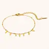 Coleção de Pulseiras de Franjas Transfronteiriças Europeias e Americanas Aço Inoxidável Banhado a Ouro 18K Colorida Coração Flor Geométrica Versátil Pulseira para Mulheres