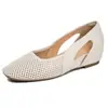 A17-11~Sandálias Femininas Flats Abertas com Bico Quadrado, Sapatos Mary Jane Vazados Respiráveis de Boca Rasa Retrô para Mulheres
