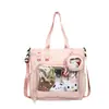 Lindo Bolso Cruzado para Estudiante Universitario Bolso Estilo Universitario para Mujer Transparente Color Sólido Bolso Hinchado Dolorido Gran Capacidad Bolso de Hombro para Estudiante de Secundaria Trendy