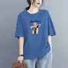 Camiseta con descuento de comercio exterior transfronterizo Mamá de comercio exterior para mujer Nueva de moda Ins Coreana Holgada Estampada Versátil Moda Top de manga corta
