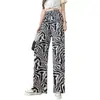 Pantalones Largos de Pierna Ancha de Cintura Alta Nuevos de Verano Pantalones Rectos Sueltos Largos Pantalones de Playa Casuales a Prueba de Mosquitos Pantalones Florales de Seda Helada