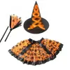 Correa Europea y Americana de Halloween Sombrero de Bruja Tela Oxford Negra Sombrero de Mago Fiesta Festival Sombrero de Punta con Ala Ancha