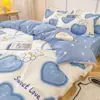 Funda de edredón cepillada de una pieza 150X200X230 Individual Engrosada Sábanas de cama Funda de edredón de algodón amigable con la piel Cama Funda de edredón de tres piezas