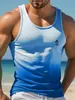 Camiseta sin mangas casual de verano para hombre con estampado 3D, estilo hawaiano, moda, cuello redondo, chaleco de playa para hombre