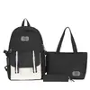 Mochila Escolar Estudantil de Três Peças, Fresca, Fashion e Versátil, Grande Capacidade, Multi-Compartimentos, Mochila Casual com Combinação de Cores Tendência