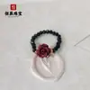 Anillo de Cinabrio Piedra Cruda Arena Dorada Púrpura Cuentas Pixiu Flor Rosa Anillo de Espinela Anillo Elástico Suministro en Vivo