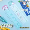 Regla Acrílica de Hello Kitty para Estudiantes de Primaria, Regla Multifuncional de Línea Ondulada, Regla Transparente Linda de Dibujos Animados