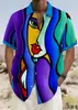 Camisa Hawaiana Estampada con Degradado de Color Primavera y Verano para Hombre Vacaciones Playa Comercio Transfronterizo Fabricante Camisa de Manga Corta de Verano
