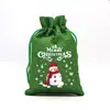 Bolsa de Regalo Navideña Verde al por Mayor Transfronteriza Bolsa con Cordón de Papá Noel Bolsa de Dulces de Nochebuena Bolsa para Manzanas Bolsa de Lino