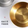 Plato pequeño redondo de acero inoxidable, plato dorado para salsa y condimentos, plato de salsa de soja para cocina de restaurante doméstico, plato de salsa para mojar estilo japonés
