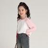Outono Novo Contraste de Cores Manga Raglan Manga Longa Camiseta de Menina Confortável Gola Redonda Infantil Base Coreano Tops de Menina