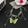 Trendy Cool Apple Green Butterfly Tassel Olho de Gato Pedra Colar de Bambu Design de Nicho Feminino Colar de Personalidade de Alta Qualidade