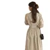 Comércio Exterior Roupas Femininas 2023 Outono Novo Ruili Gola Lapela em V Elegante Cintura Afinando Visual Design Plissado Mangas Longas
