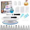 Set de Base Giratoria para Pastel para Hornear Boquilla Decorativa Manga Pastelera Crema Espátula de Plástico Cortador de Pastel Molde para Magdalenas Herramientas para Hornear