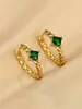 Brincos Quadrados de Pedra Preciosa em Cores Retrô para Mulheres, Brincos Torcidos de Moda de Alta Qualidade, Brincos Redondos Dourados Atacado