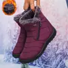 Botas de Neve Grossas Forradas com Lã Femininas Plus Size Femininas Inverno Novo Estilo Zíper Lateral Curto no Tornozelo Botas de Algodão Botas de Mãe