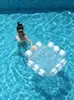 Nuevo Modelo Flotador Inflable Rayado de Cuatro Tubos Luna Blanca, Hamaca de Malla Plegable para Agua, Sillón Flotante para Piscina, Flotador de Cuatro Tubos