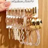 Pendientes Retro de Mujer con Forma de Corazón Trenzado Geométricos Perla Moda Elegante Set de 11 Pendientes Más Vendidos Transfronterizos Europeos y Americanos