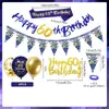 Decorações de Festa de Aniversário Transfronteiriças 18/21/30 Anos Tema Azul e Dourado Bandeira Balão Topper de Bolo Conjunto de Arranjo