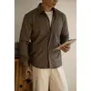 Camisa de Lã Quente com Gola Lapela e Zíper Estilo Old Money para Homens Outono 2026 Nova Camisa Casual Espessa Leve para Negócios