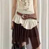 Vestido vaquero de nicho versátil de alta gama de estilo americano vintage con cinturón decorativo de cintura ancha para mujer