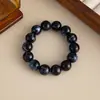 Pulsera elástica de cuentas acrílicas estilo oscuro transfronterizo europeo y americano, pulsera de resina con juntas de bambú, tubos curvos irregulares CCB